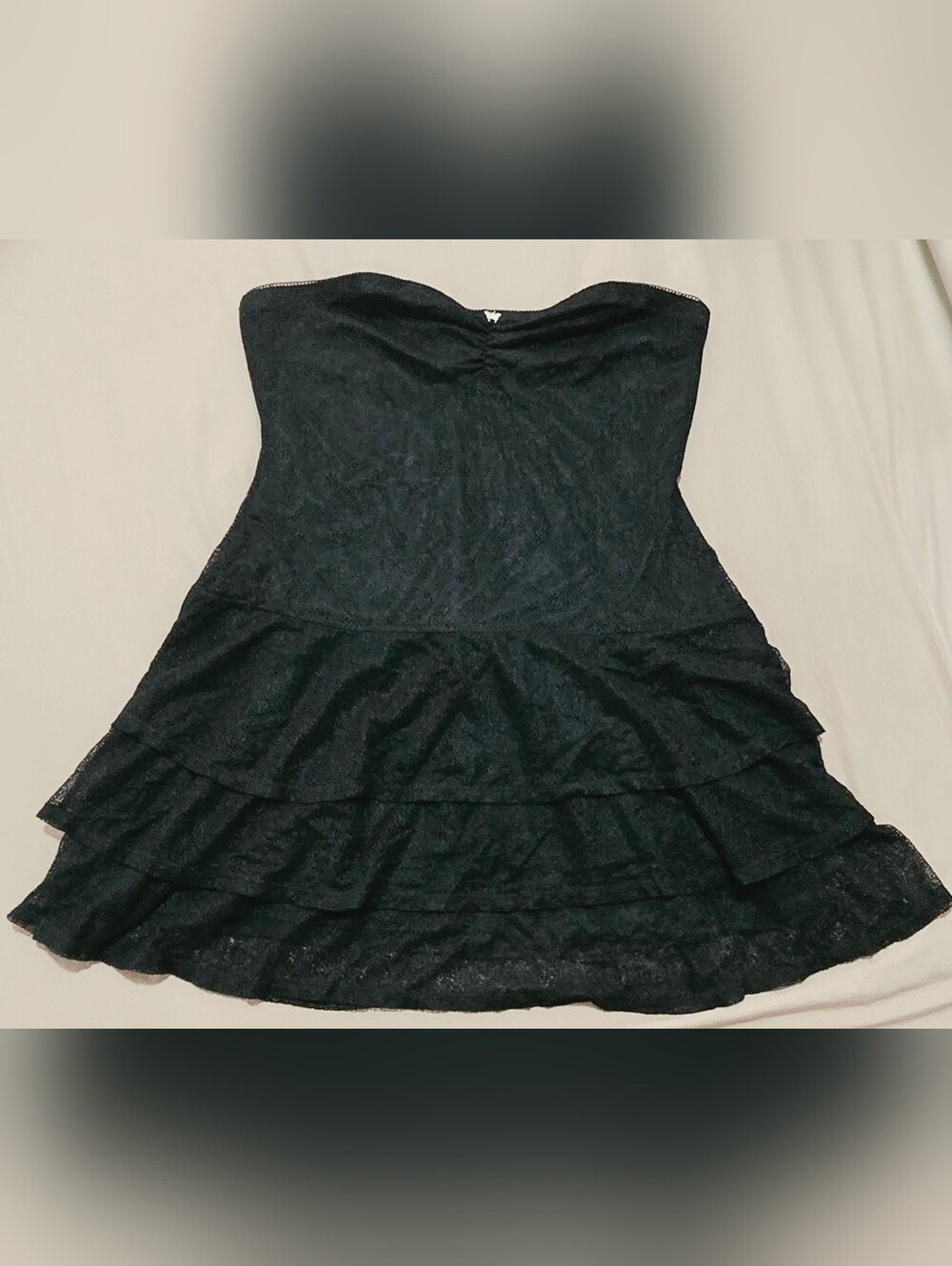 Forever 21 Black Strapless Lace Tiered Cocktail Dress